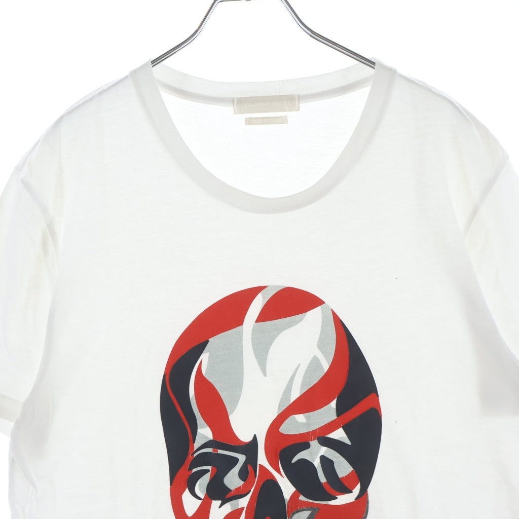 Alexander McQueen(アレキサンダーマックイーン) イタリア製 スカルプリント クルーネック 半袖Tシャツ カットソー ホワイト 174981 QEZ68