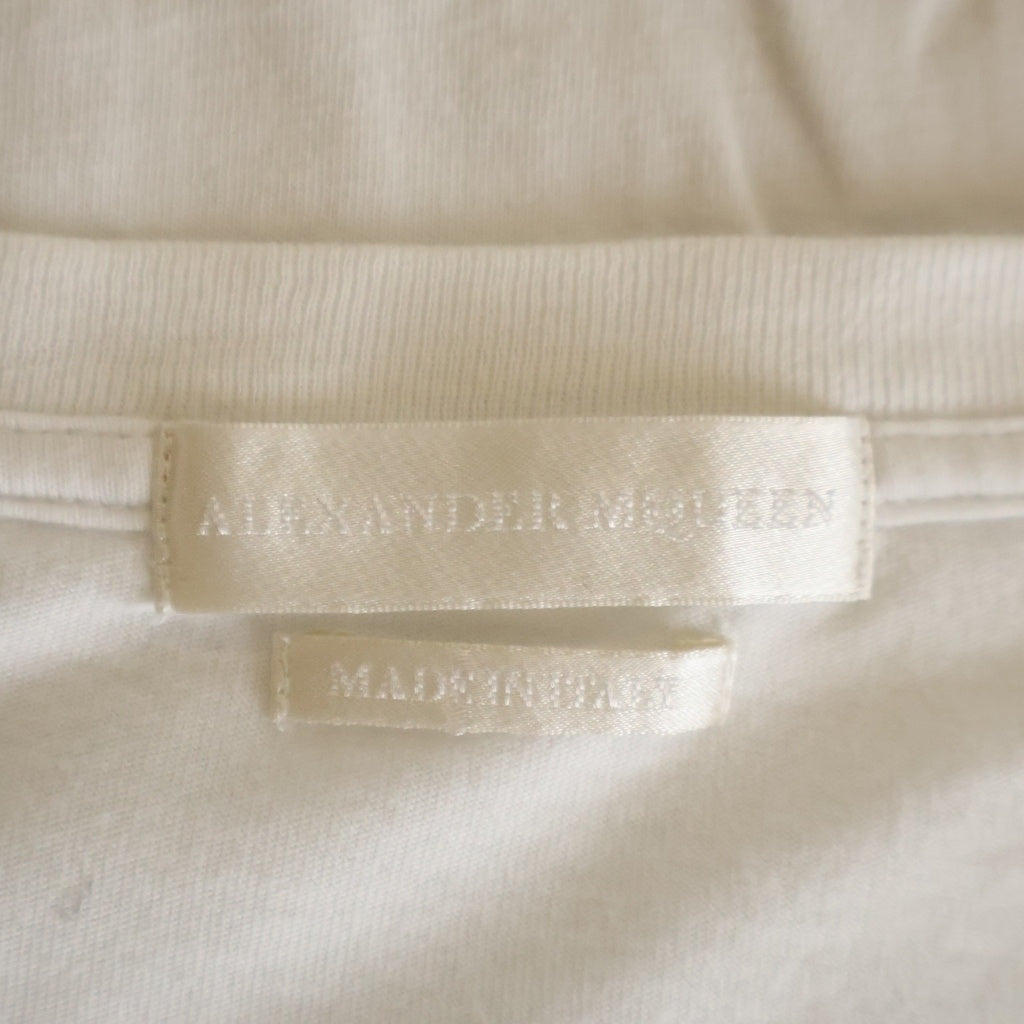 Alexander McQueen(アレキサンダーマックイーン) イタリア製 スカルプリント クルーネック 半袖Tシャツ カットソー ホワイト 174981 QEZ68