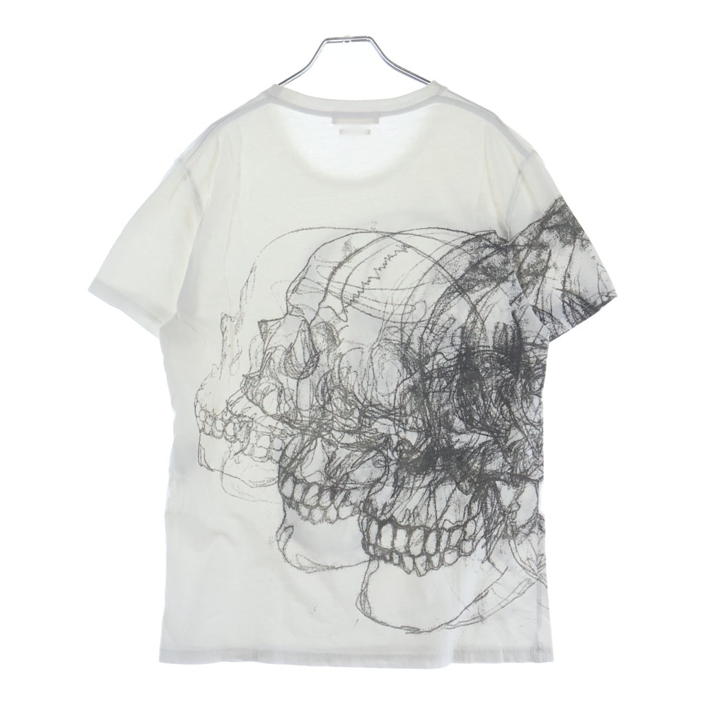 Alexander McQueen(アレキサンダーマックイーン) イタリア製 ビッグスカル両面プリント クルーネック 半袖Tシャツ カットソー ホワイト 174981 QGZ53
