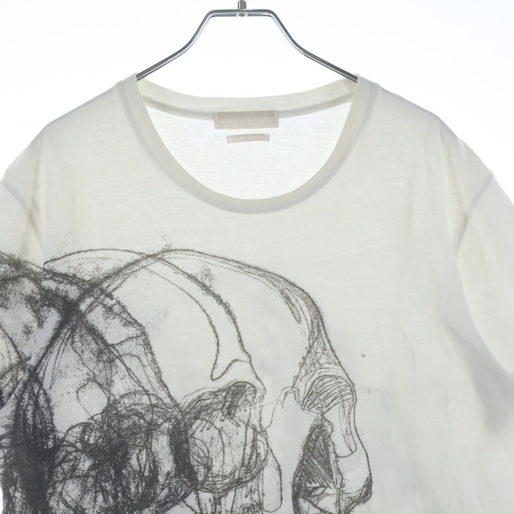Alexander McQueen(アレキサンダーマックイーン) イタリア製 ビッグスカル両面プリント クルーネック 半袖Tシャツ カットソー ホワイト 174981 QGZ53