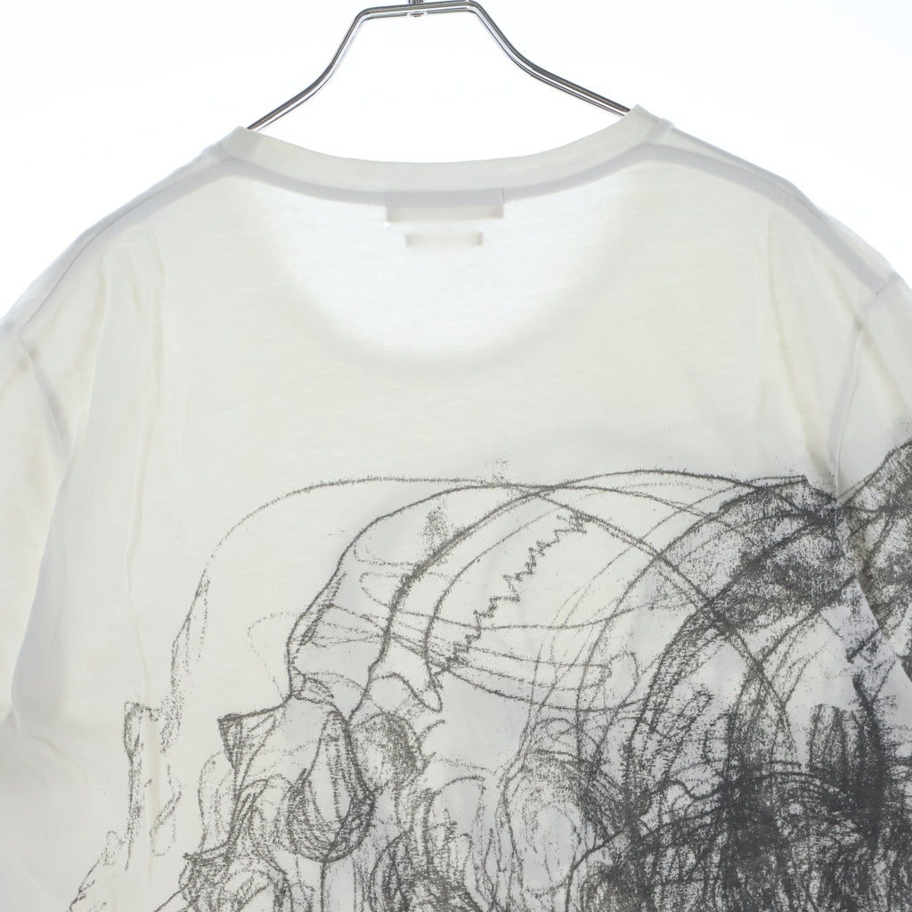Alexander McQueen(アレキサンダーマックイーン) イタリア製 ビッグスカル両面プリント クルーネック 半袖Tシャツ カットソー ホワイト 174981 QGZ53