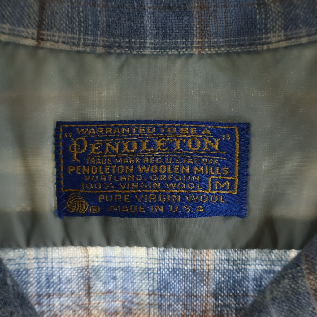 PENDLETON(ペンドルトン) 70S VINTAGE L/S PLAID BOARD SHIRT ヴィンテージ シャドー チェック柄 長袖ウールボードシャツ グレー/ブルー