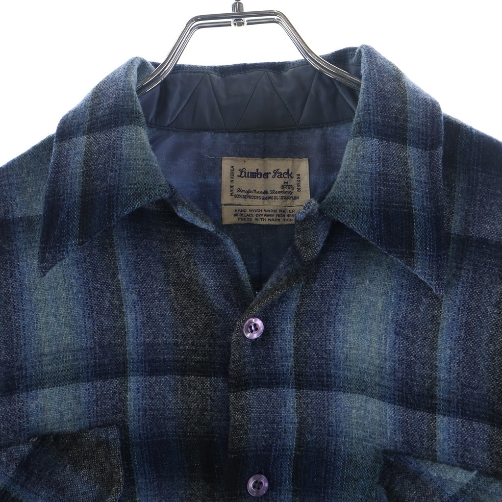 VINTAGE(ヴィンテージ) 70S LUMBER JACK L/S PLAID BOARD SHIRT ヴィンテージシャドー チェック柄 長袖ウールボードシャツ ネイビー/ブルー