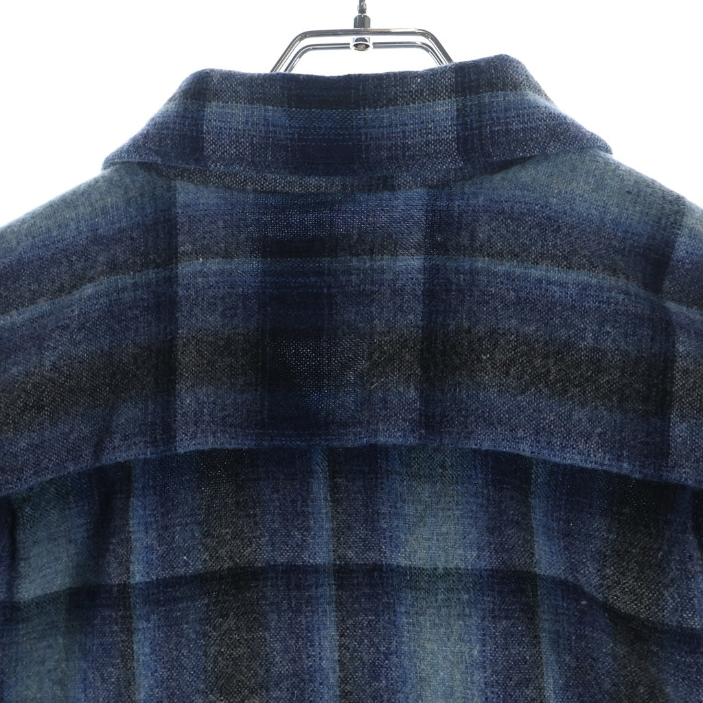 VINTAGE(ヴィンテージ) 70S LUMBER JACK L/S PLAID BOARD SHIRT ヴィンテージシャドー チェック柄 長袖ウールボードシャツ ネイビー/ブルー