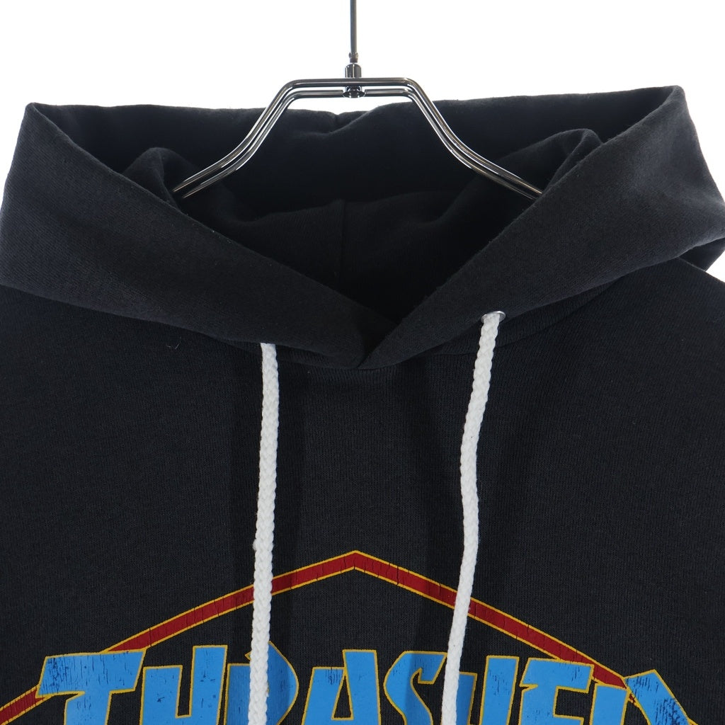 THRASHER(スラッシャー) 90S PULLOVER PARKA HANES ヴィンテージ ひし形ロゴ フロントプリント プルオーバースウェットパーカー フーディー ブラック