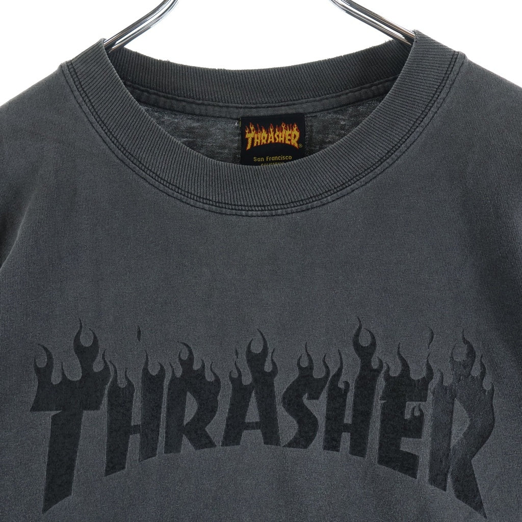 THRASHER(スラッシャー) 00S VINTAGE L/S FIRE LOGO TEE ヴィンテージ ファイヤーロゴプリントTシャツ 長袖クルーネックカットソー ブラック