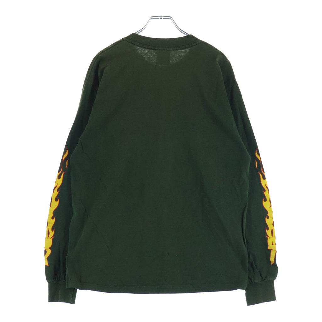 THRASHER(スラッシャー) 00S VINTAGE L/S FIRE LOGO TEE ヴィンテージ ファイヤーロゴプリントTシャツ 長袖クルーネックカットソー カーキ