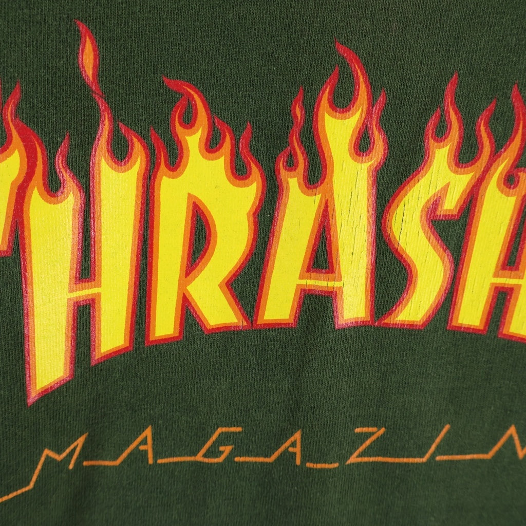 THRASHER(スラッシャー) 00S VINTAGE L/S FIRE LOGO TEE ヴィンテージ ファイヤーロゴプリントTシャツ 長袖クルーネックカットソー カーキ