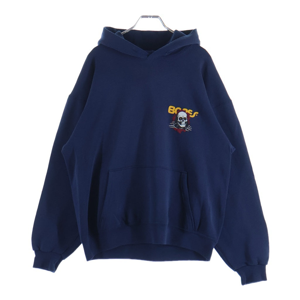 POWELL PERALTA(パウエルペラルタ) 90S BONES PULLOVER PARKA SOFFEE ボーンズ 胸プリント プルオーバースウェットパーカー フーディー ネイビー