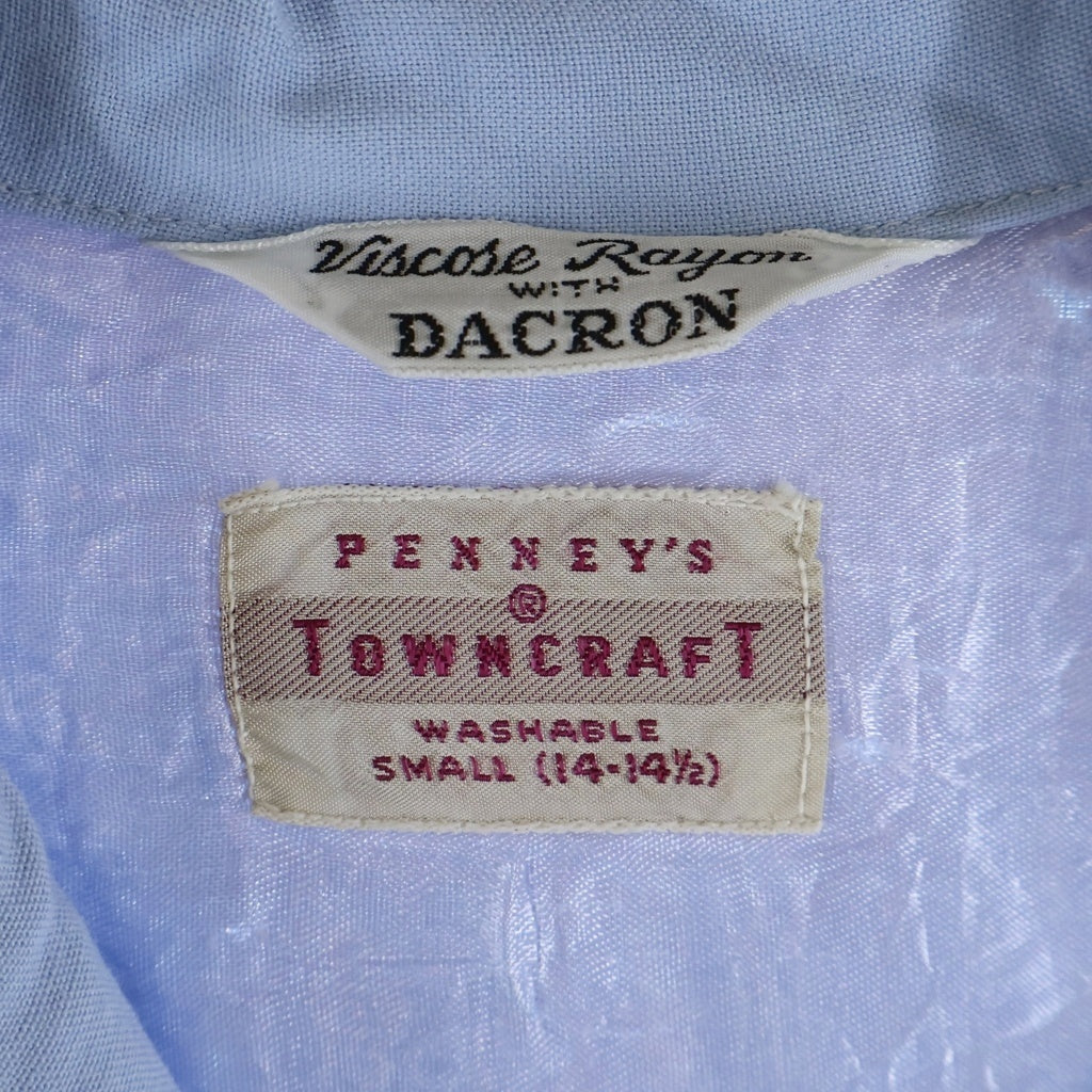 VINTAGE(ヴィンテージ) 50S PENNEYS TOWNCRAFT ヴィンテージ ペニーズ タウンクラフト レーヨンギャバジン オープンカラー長袖シャツ ライトブルー