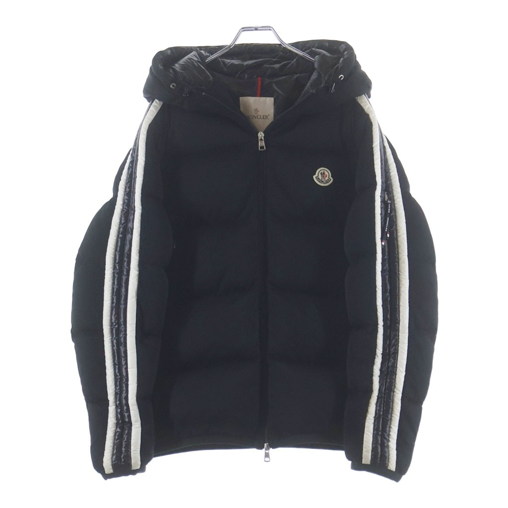 MONCLER(モンクレール) 22AW SANBESAN 胸ロゴワッペン刺繍 サイドライン フーデッドジップアップダウンジャケット ブラック H20911A00237-899RX