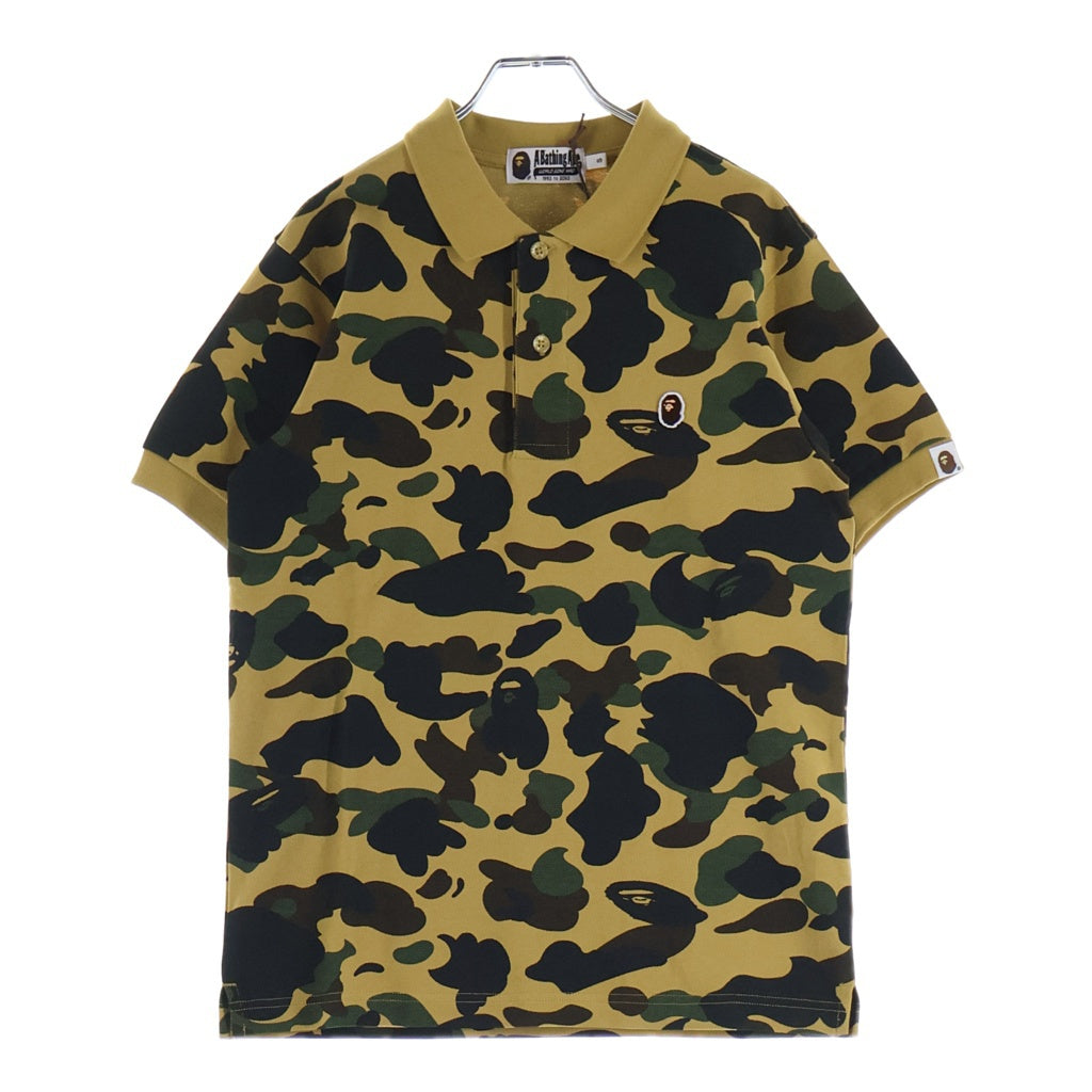 A BATHING APE(アベイシングエイプ) 1ST CAMO ONE POINT REGULAR FIT POLO SHIRT ファーストカモ ワンポイントロゴ 半袖ポロシャツ 迷彩 イエロー