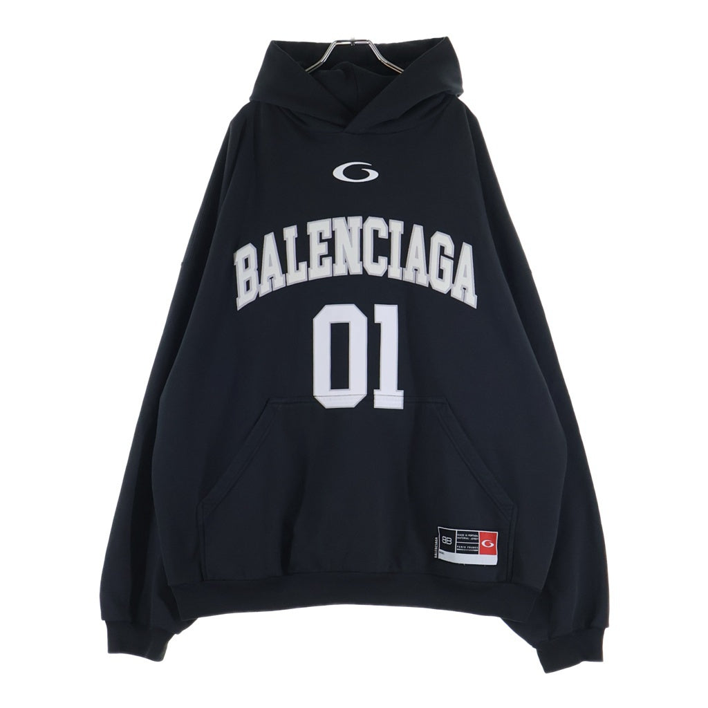 BALENCIAGA(バレンシアガ) 25AW BASKETBALL HOODIE バスケットボールフーディー オーバーサイズ スウェット プルオーバーパーカー ブラック 821861 TRVW8