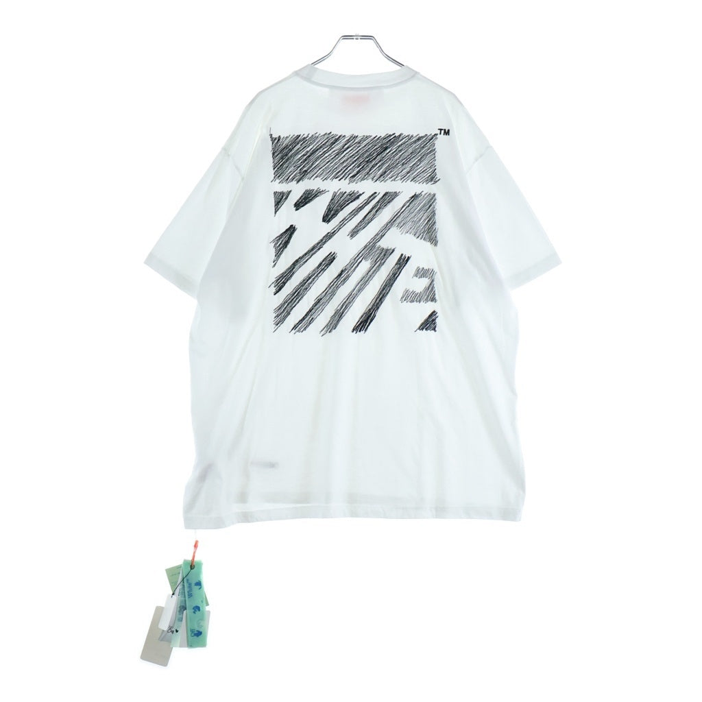 OFF-WHITE(オフホワイト) 23SS Scribble Diag Over S/S スクリブル ダイアゴナル オーバー クルーネック半袖Tシャツ カットソー ホワイト OMAA038S23JER007