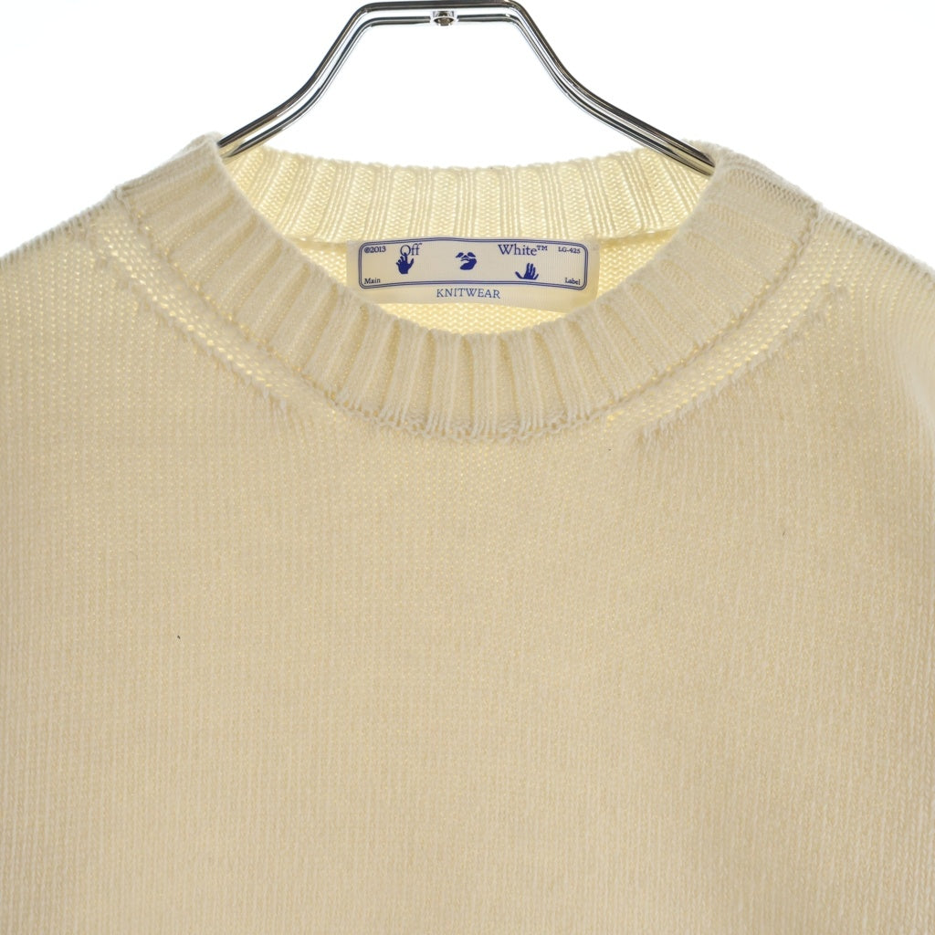 【本日値下げ中】OFF-WHITE（オフホワイト）ニットセーター OFF-WHITE(オフホワイト) 21AW バイカラー ロゴエンブロイダリー