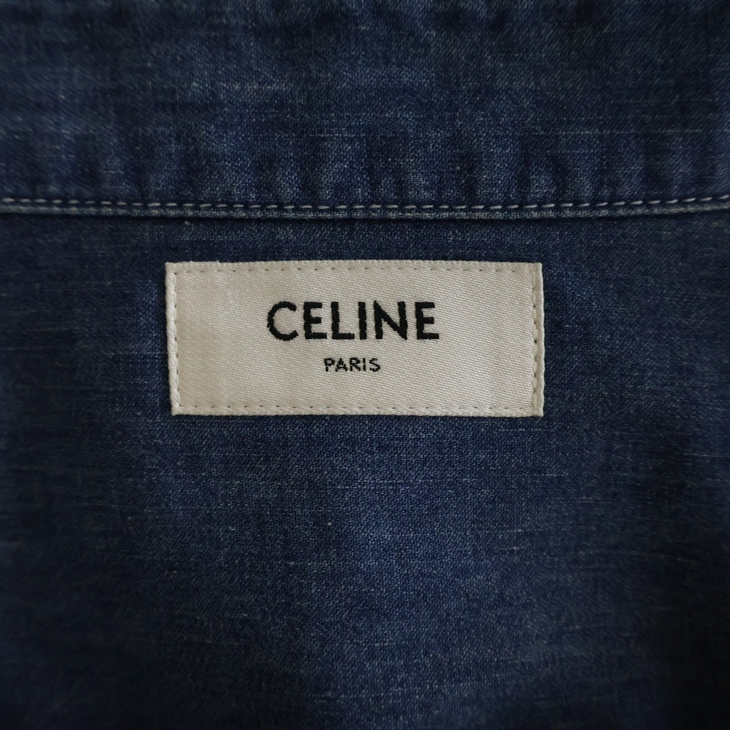 CELINE(セリーヌ) 25AW SHORT SLEEVED SHIRT IN COTTON DENIM コットン デニム ショートスリーブ 半袖シャツ インディゴ RC07K208I.07UO