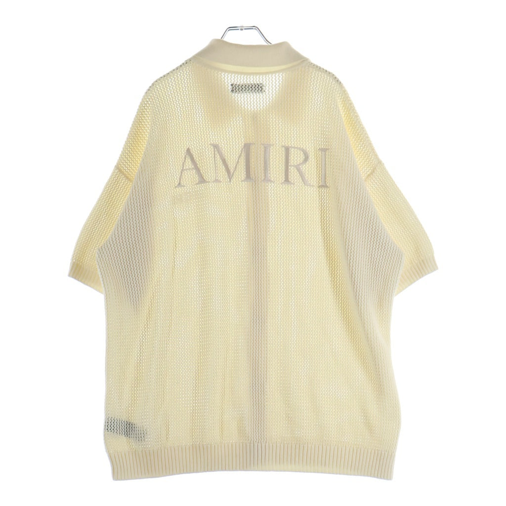 AMIRI(アミリ) ロゴエンブロイダリー コットン クロシェメッシュ 半袖シャツ アイボリー AMKNIR1037
