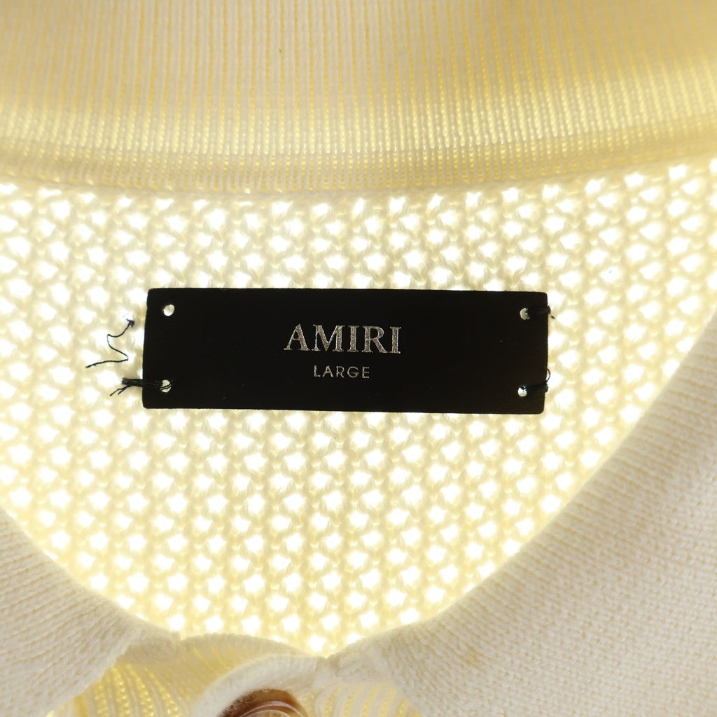 AMIRI(アミリ) ロゴエンブロイダリー コットン クロシェメッシュ 半袖シャツ アイボリー AMKNIR1037