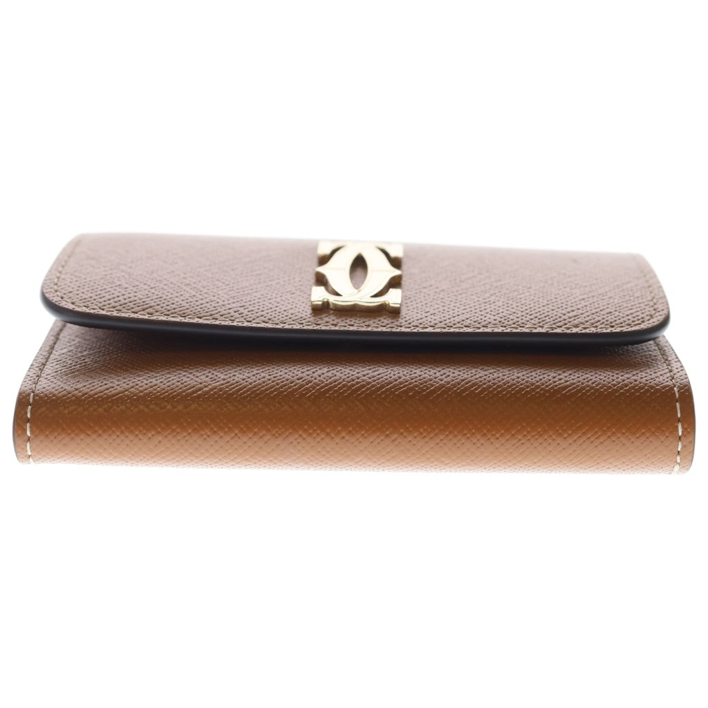 Cartier(カルティエ) C ドゥ カルティエ カーフスキン バイフォルド ウォレット 二つ折り財布 ブラウン L3002437 レディース