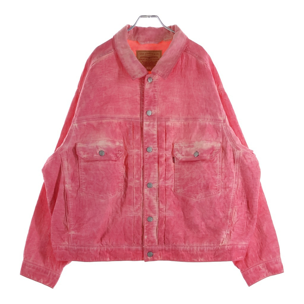 Levi's(リーバイス) 23AW ×STUSSY DYED JACQUARD JACKET ステューシー ダイドジャカード ロゴ刻印ボタン デニムジャケット ピンク