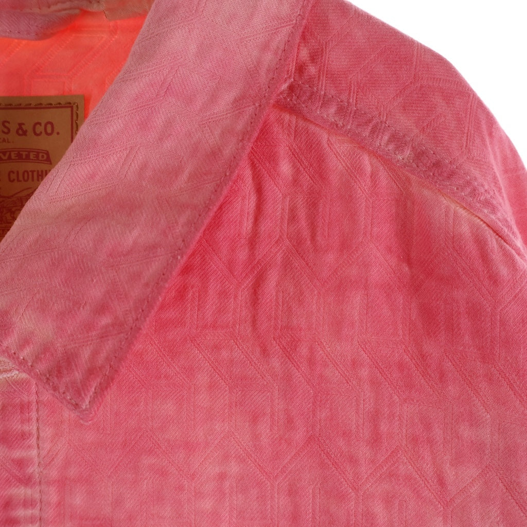 Levi's(リーバイス) 23AW ×STUSSY DYED JACQUARD JACKET ステューシー ダイドジャカード ロゴ刻印ボタン デニムジャケット ピンク