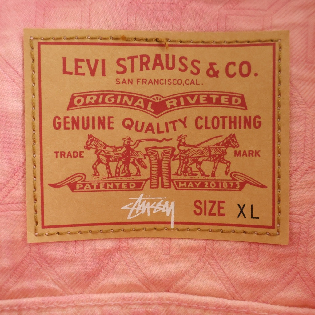 Levi's(リーバイス) 23AW ×STUSSY DYED JACQUARD JACKET ステューシー ダイドジャカード ロゴ刻印ボタン デニムジャケット ピンク