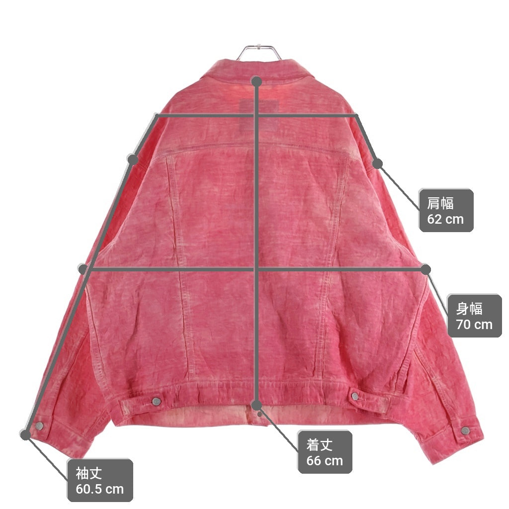 Levi's(リーバイス) 23AW ×STUSSY DYED JACQUARD JACKET ステューシー ダイドジャカード ロゴ刻印ボタン デニムジャケット ピンク