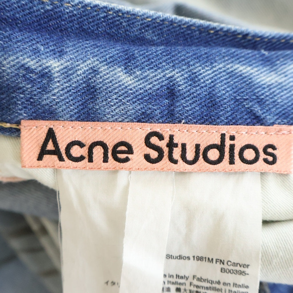Acne Studios(アクネ ストゥディオズ) 1981M FN CARVER ケイバー ダメージ加工 ボタンフライ ストレートデニムパンツ インディゴ B00395