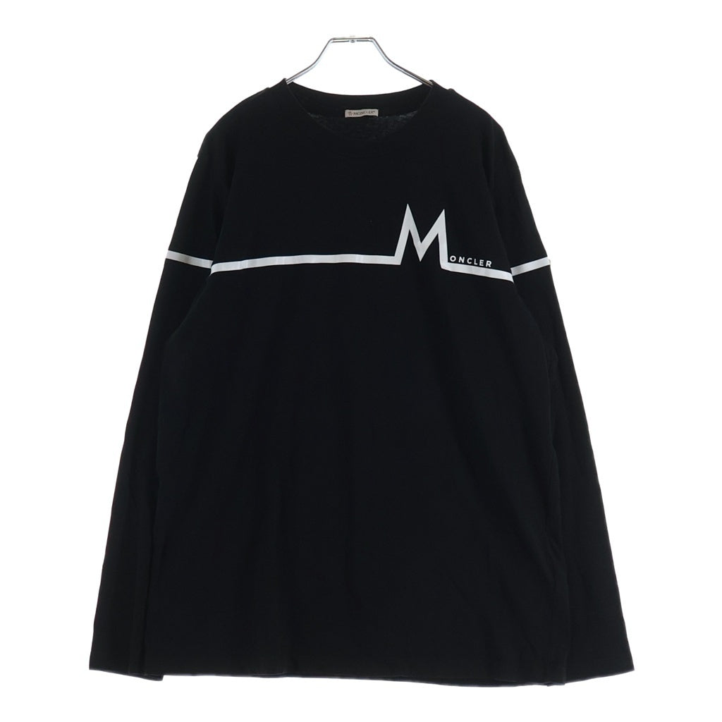 MONCLER(モンクレール) 22AW LS T-SHIRT フロントプリント クルーネック長袖Tシャツカットソー ブラック H20918D00003