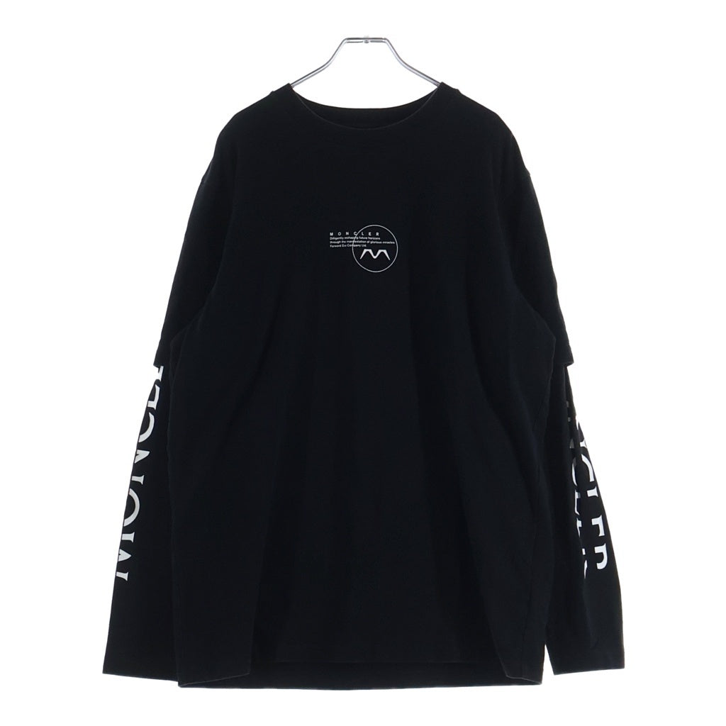 MONCLER(モンクレール) 22AW フロントプリント クルーネック長袖 ドッキングTシャツカットソー ブラック H20918D00006
