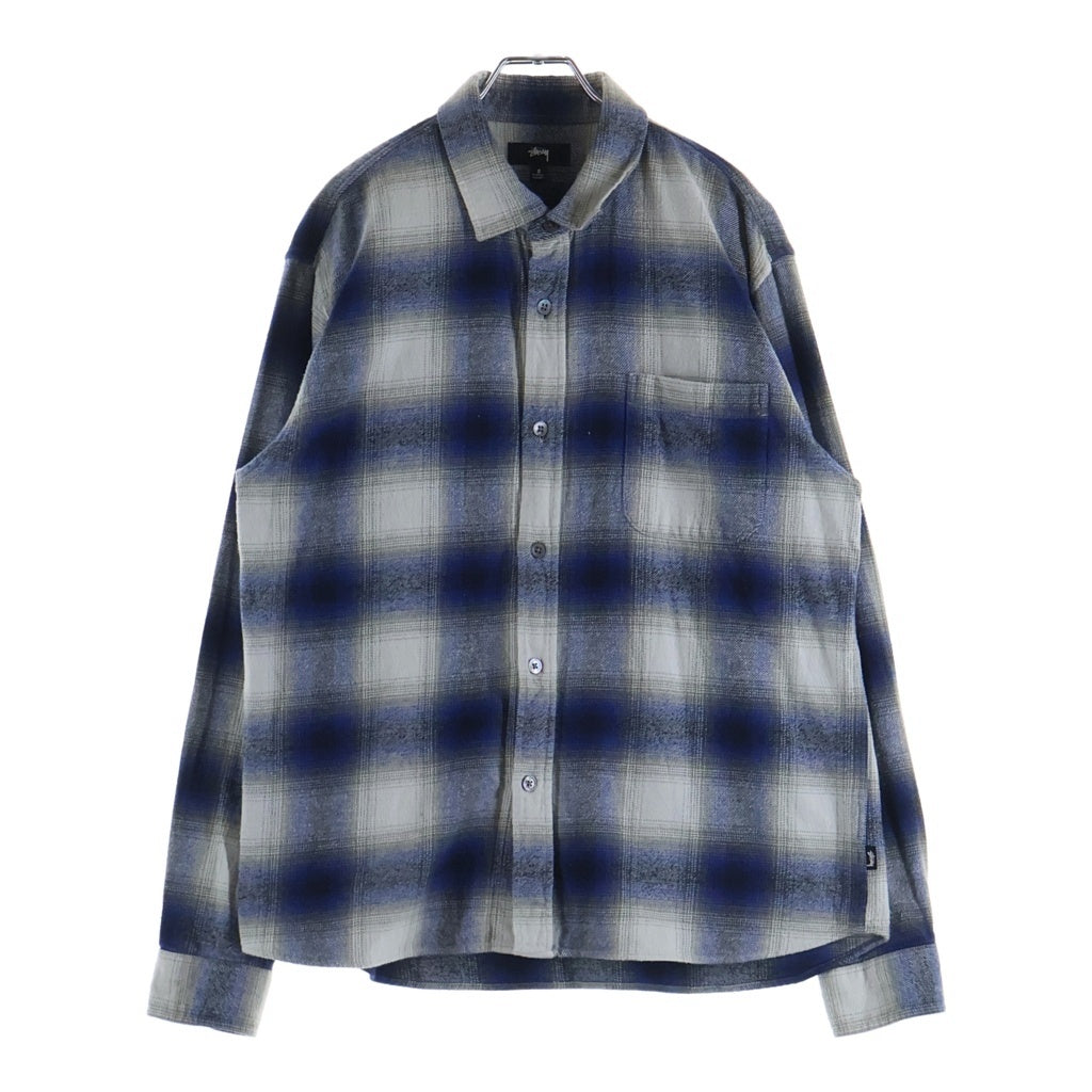 STUSSY(ステューシー) 23SS BAY PLAID SHIRT ベイ プレイド オンブレ ネルシャツ 長袖 トルコ製 ブルー/グレー 1110292