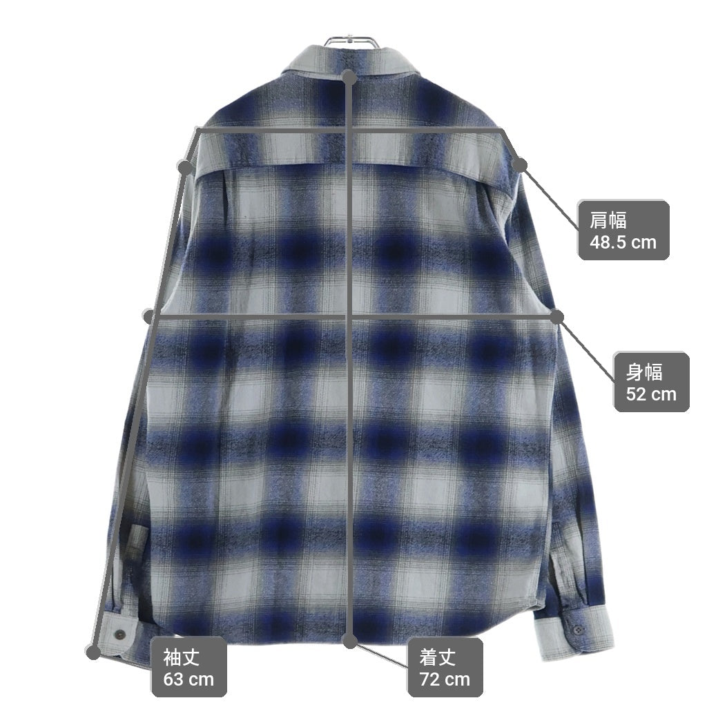 STUSSY(ステューシー) 23SS BAY PLAID SHIRT ベイ プレイド オンブレ ネルシャツ 長袖 トルコ製 ブルー/グレー 1110292