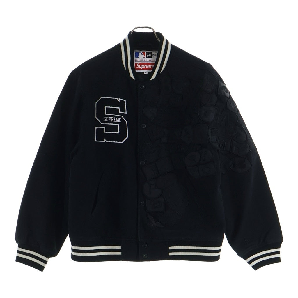 SUPREME(シュプリーム) 20SS ×New Era ×MLB Varsity Jacket ニューエラ エムエルビー チームロゴワッペン バーシティジャケット スタジャン ブラック