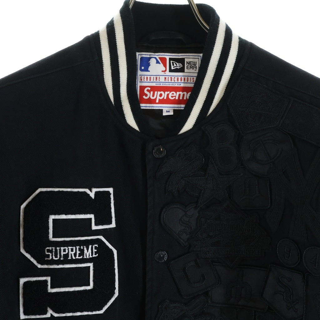 SUPREME(シュプリーム) 20SS ×New Era ×MLB Varsity Jacket ニューエラ エムエルビー チームロゴワッペン バーシティジャケット スタジャン ブラック