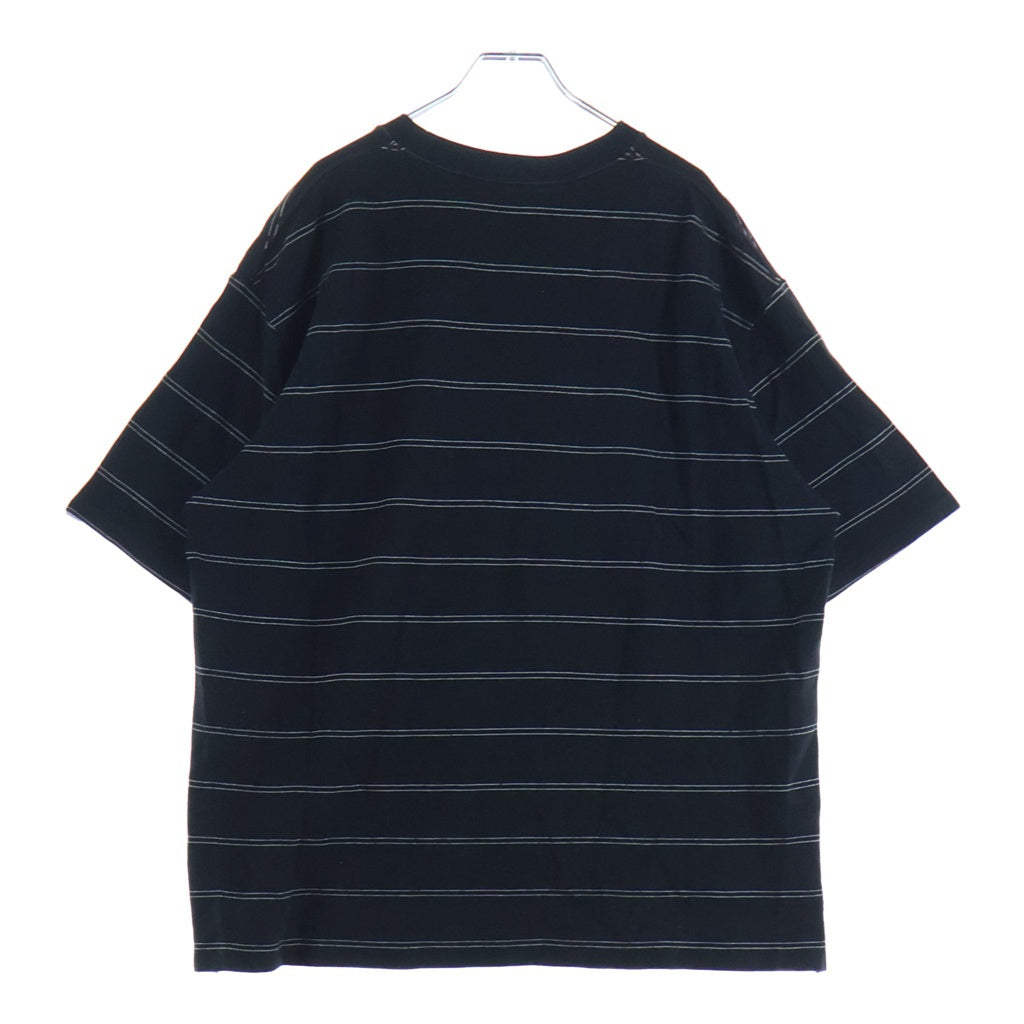 The Ennoy Professional(エンノイプロフェッショナル) 21SS S/S Border Tee ロゴエンブロイダリー ボーダー クルーネック半袖Tシャツ カットソー ブラック SS21BRENCT04AM