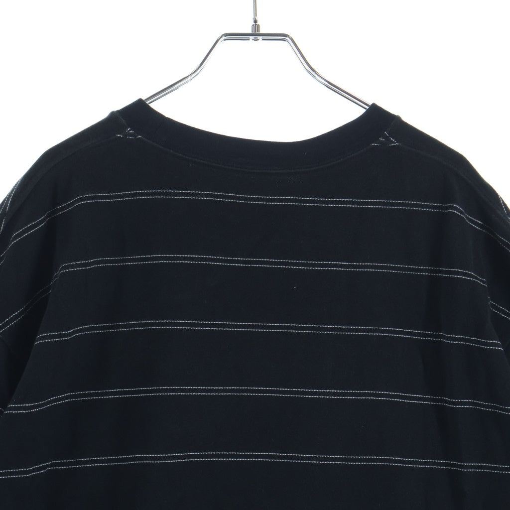The Ennoy Professional(エンノイプロフェッショナル) 21SS S/S Border Tee ロゴエンブロイダリー ボーダー クルーネック半袖Tシャツ カットソー ブラック SS21BRENCT04AM