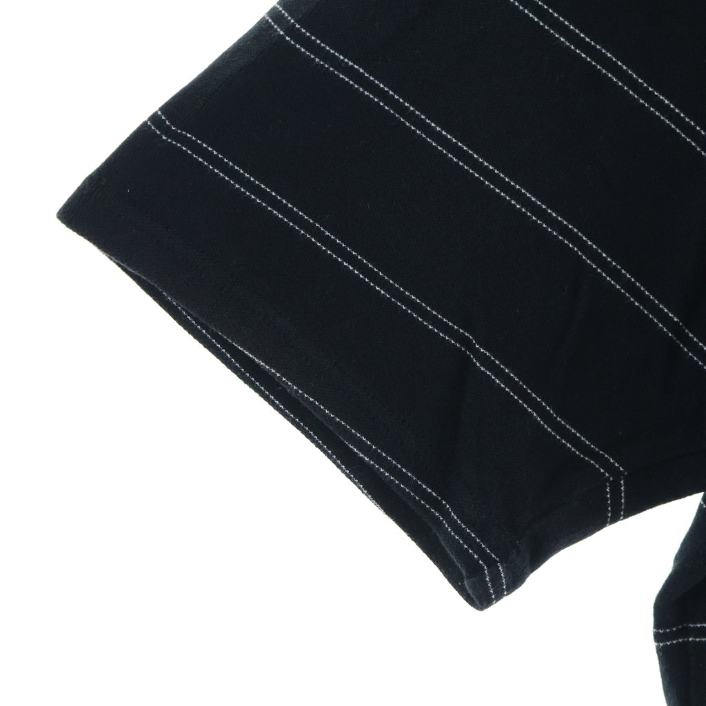 The Ennoy Professional(エンノイプロフェッショナル) 21SS S/S Border Tee ロゴエンブロイダリー ボーダー クルーネック半袖Tシャツ カットソー ブラック SS21BRENCT04AM