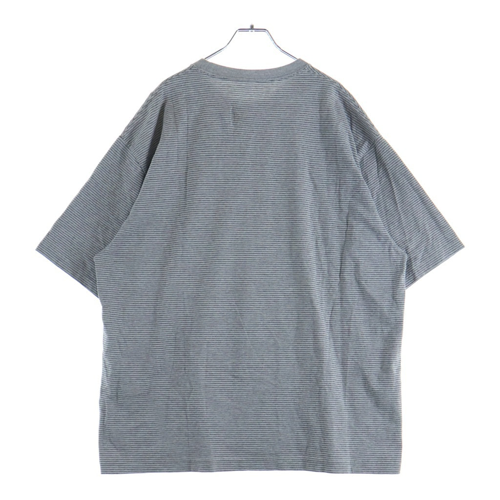 The Ennoy Professional(エンノイプロフェッショナル) 23SS S/S Border T-Shirt ロゴエンブロイダリー ボーダー クルーネック半袖Tシャツ カットソー グレー SS23BRENCT05AM