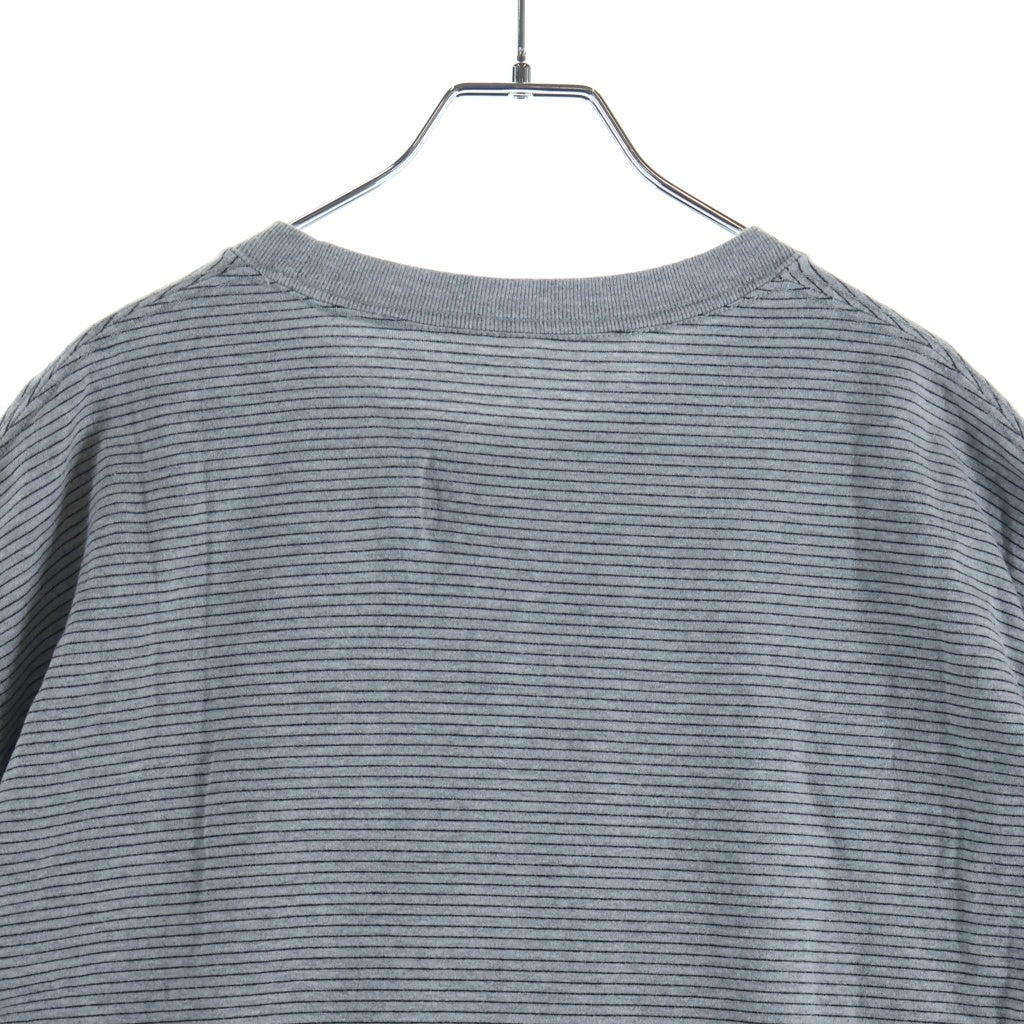 The Ennoy Professional(エンノイプロフェッショナル) 23SS S/S Border T-Shirt ロゴエンブロイダリー ボーダー クルーネック半袖Tシャツ カットソー グレー SS23BRENCT05AM
