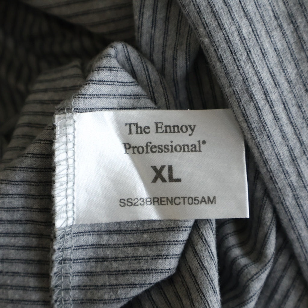 The Ennoy Professional(エンノイプロフェッショナル) 23SS S/S Border T-Shirt ロゴエンブロイダリー ボーダー クルーネック半袖Tシャツ カットソー グレー SS23BRENCT05AM