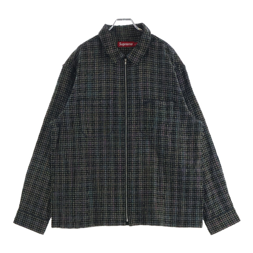 SUPREME(シュプリーム) 25AW Metallic Plaid Zip Up Shirt メタリックプレイド ジップアップ長袖シャツ ブラック