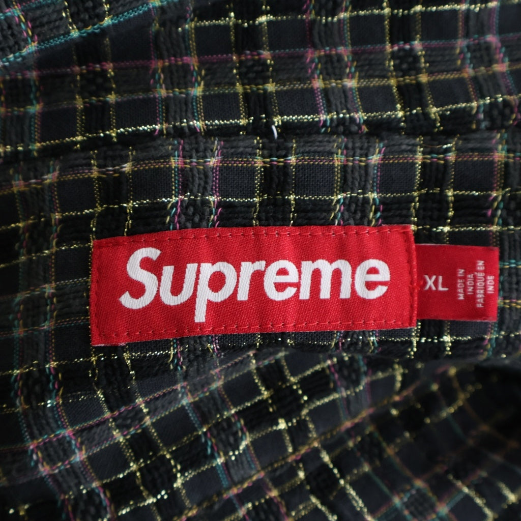 SUPREME(シュプリーム) 25AW Metallic Plaid Zip Up Shirt メタリックプレイド ジップアップ長袖シャツ ブラック