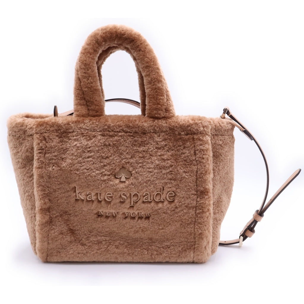 Kate Spade(ケイトスペード) 25SS ELLIE FAUX FUR SMALL TOTE エリー フェイクファー 2WAY スモールトートバッグ ショルダーバッグ ブラウン KI861 レディース