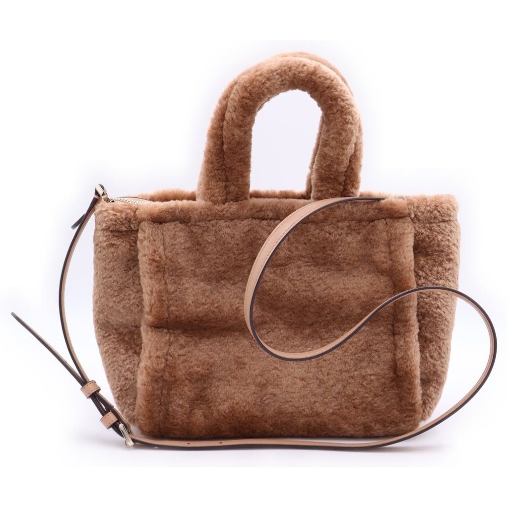 Kate Spade(ケイトスペード) 25SS ELLIE FAUX FUR SMALL TOTE エリー フェイクファー 2WAY スモールトートバッグ ショルダーバッグ ブラウン KI861 レディース