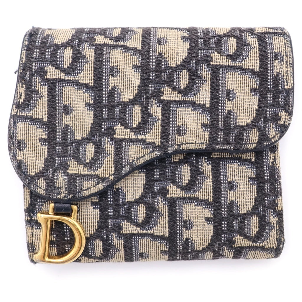 Christian Dior(クリスチャンディオール) SADDLE LOTUS サドル ロータス オブリーク コンパクトウォレット 財布 ベージュ S5912CTZQ