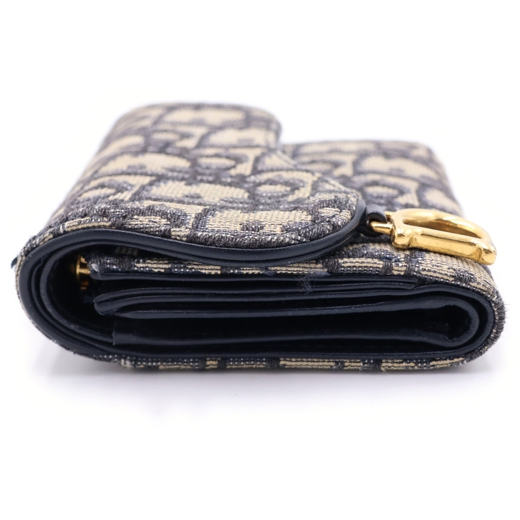 Christian Dior(クリスチャンディオール) SADDLE LOTUS サドル ロータス オブリーク コンパクトウォレット 財布 ベージュ S5912CTZQ