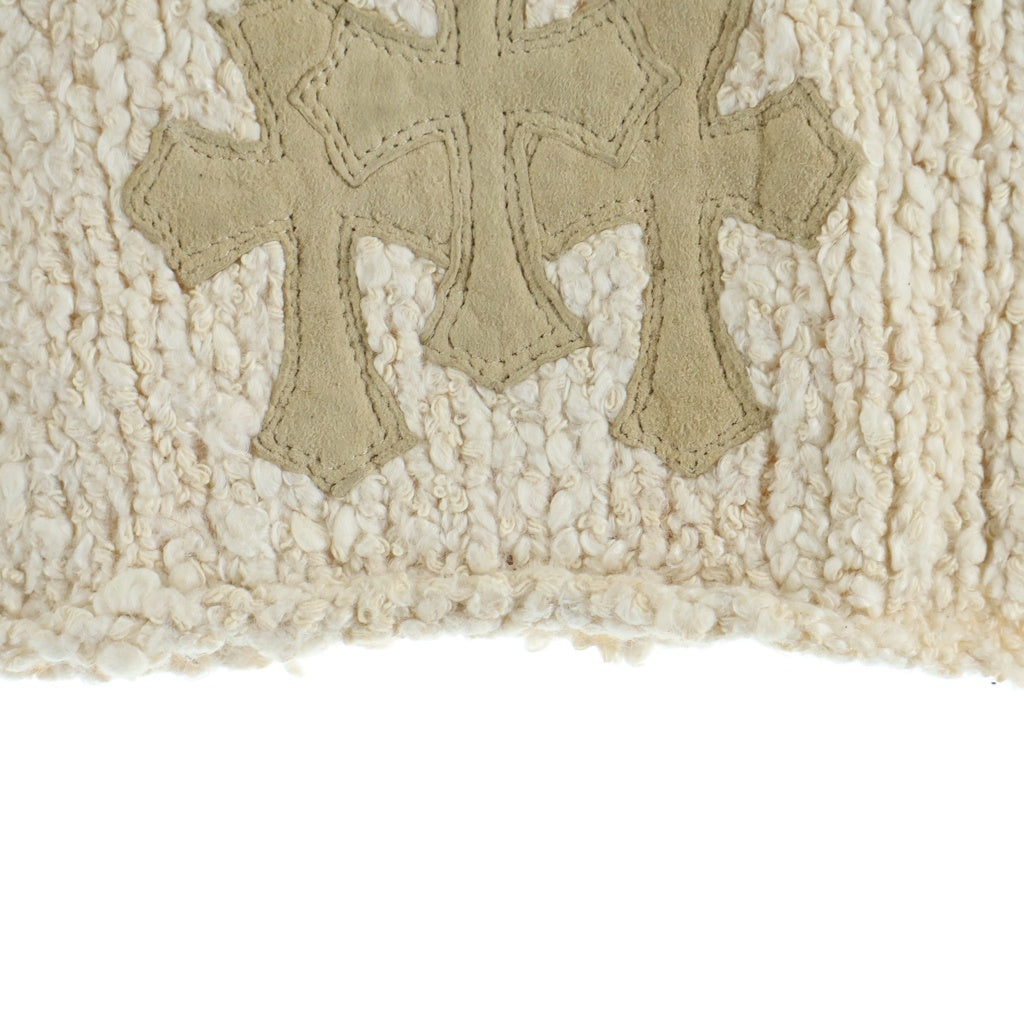 CHROME HEARTS(クロムハーツ) TRIPLE CROSS SUEDE PATCH スウェード トリプルクロスパッチ タートルネックニットセーター アイボリー