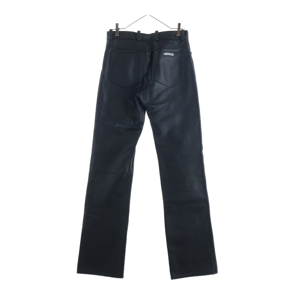 CHROME HEARTS(クロムハーツ) FLERKNEE LTHR PANTS フレアニー スクロールラベル ボタンフライレザーパンツ ブラック