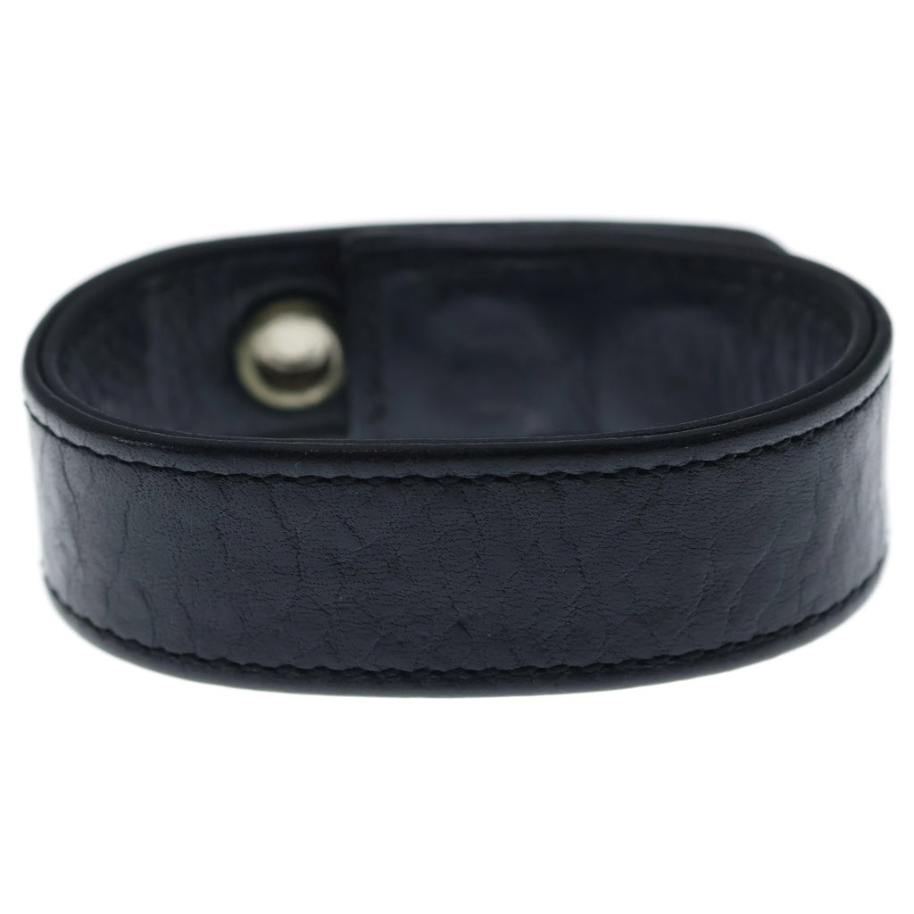 CHROME HEARTS(クロムハーツ) 3BTN 2SNP HEART 3ボタン2スナップ ハート レザー ブレスレット バングル ブラック/シルバー