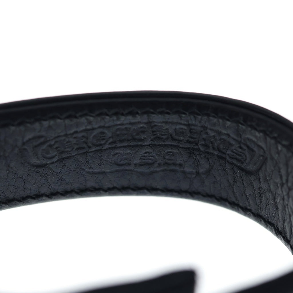 CHROME HEARTS(クロムハーツ) 3BTN 2SNP HEART 3ボタン2スナップ ハート レザー ブレスレット バングル ブラック/シルバー